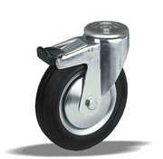 LIV SYSTEMS Swivel transport castor with brake + black rubber tread Ø100 x W32mm for 80kg