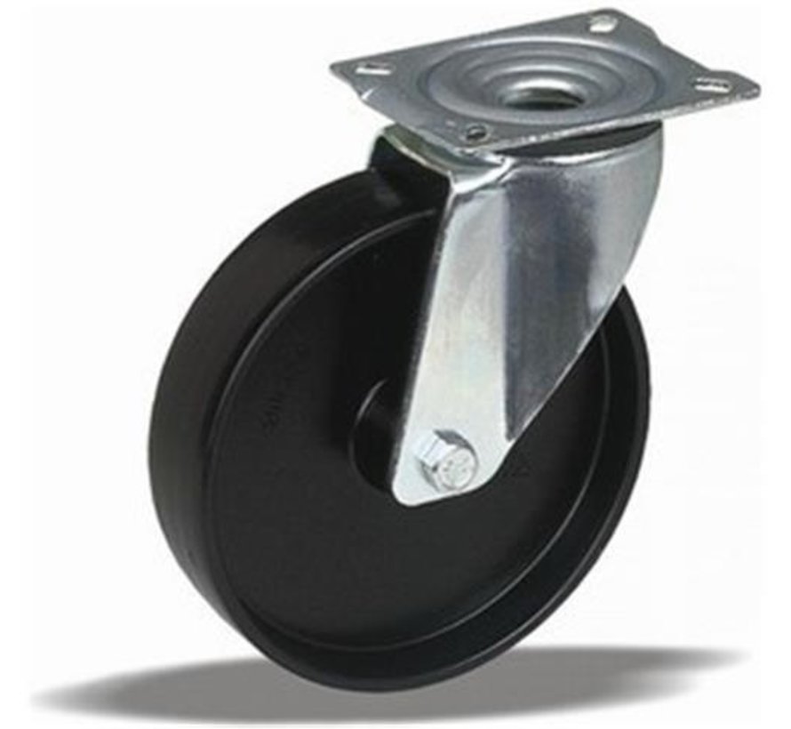 standard Swivel castor + solid polypropylene wheel Ø80 x W35mm for  100kg Prod ID: 60800