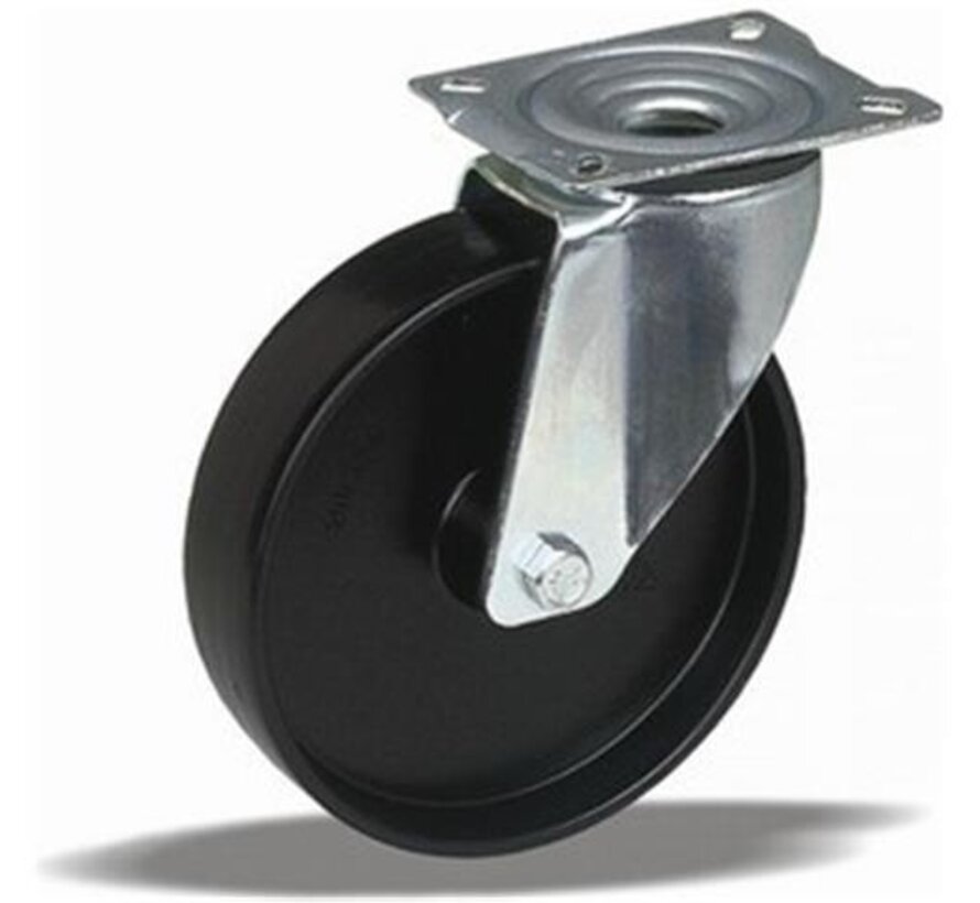 standard Swivel castor + solid polypropylene wheel Ø80 x W35mm for  100kg Prod ID: 60808