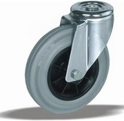 LIV SYSTEMS Roulette pivotante 125 mm, caoutchouc gris, 130 kg