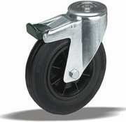 LIV SYSTEMS Swivel transport castor with brake + black rubber tread Ø80 x W30mm for 65kg