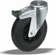 LIV SYSTEMS Rouleau de transport orientable avec frein + pneu en caoutchouc noir Ø125 x W37mm pour 130kg