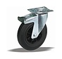 Swivel transport castor with total brake 125 mm, black rubber, roller bearing, plate 105x85 mm, 130 kg, Art. 2-930 ISO