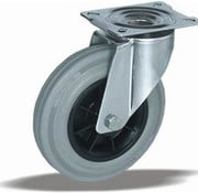 LIV SYSTEMS Vrtljivo kolo 80 mm, siva guma, valjčni ležaj, plošča 105x85 mm, 65 kg