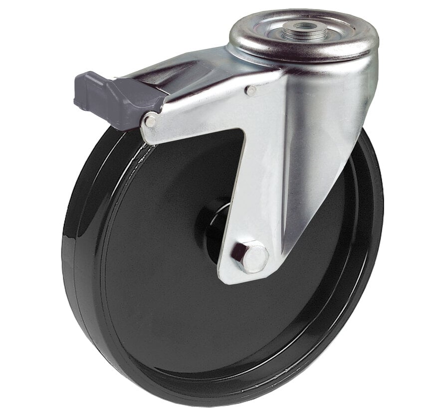 Standard Roulette pivotante avec frein + Roue en polyamide solide Ø80 x W35mm pour 150kg Prod ID: 34624