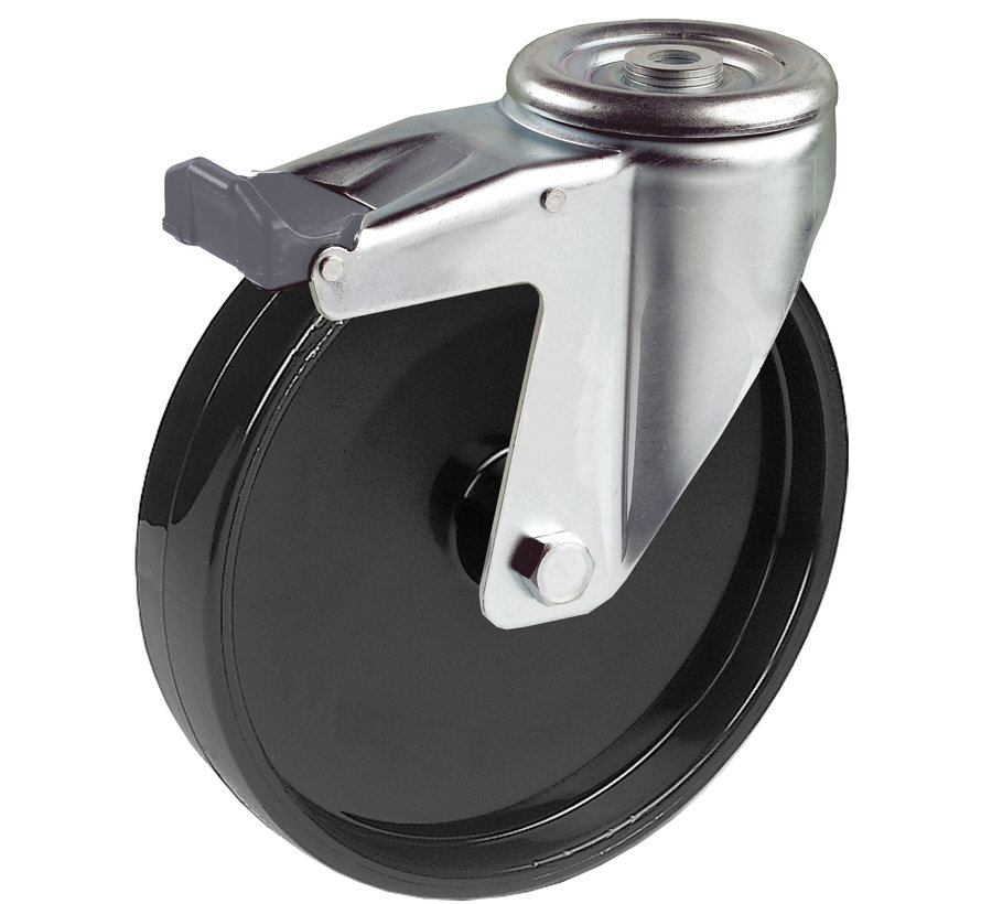 Standard Roulette pivotante avec frein + Roue en polyamide solide Ø150 x W46mm pour 300kg Prod ID: 34684
