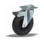 Transport-Lenkrolle mit Totalfeststeller 150 mm, Gummi schwarz, Gleitlager, Platte 135x110 mm, 170 kg, Art. 2-938 ISO