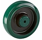 Rueda 125 mm de acero inoxidable, goma elástica, rodamiento de rodillos, agujero del eje 12 mm, 200 kg, Ref. 2-040-25V