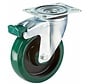 Stainless steel swivel castor with total brake 125 mm, elastic rubber, plain bearing, plate 105x85 mm, 200 kg, Art. 2-043-25D