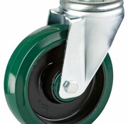LIV SYSTEMS Stainless steel swivel castor 125 mm, elastic rubber, 200 kg