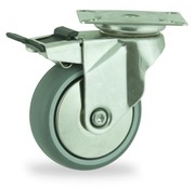 LIV SYSTEMS Institutional swivel castor with total brake 100 mm, TPE, 70 kg