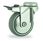 Roulette pivotante avec frein total 125 mm pour collectivités, caoutchouc thermoplastique (TPE), roulement à billes, trou central 12,2 mm, 100 kg, Réf. 2-8LZ-25K