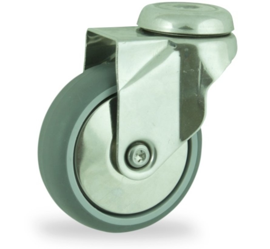 Swivel castor +  polyethylene thread Ø75 x W24mm for 60kg Prod ID: 44830