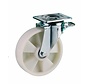 Heavy duty swivel castor with brake 160 mm, polyamide, ball bearing, plate 140x110 mm, 400 kg, Art. 2-063-32K, white centre