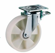 LIV SYSTEMS Swivel castor with brake + solid polyamide wheel Ø200 x W50mm for 500kg