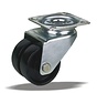 Rueda giratoria 50 mm para muebles, poliamida, cojinete liso, platina 60x60 mm, 80 kg, Ref. 2-823 A2