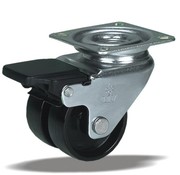 LIV SYSTEMS Swivel castor with brake + solid polyamide wheel Ø50 x W17,5mm for 80kg