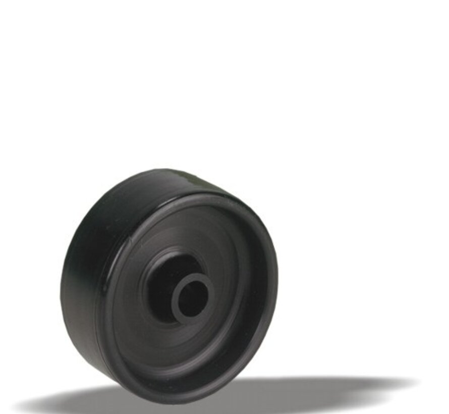 Rueda 50 mm para muebles, poliamida, cojinete liso, agujero del eje 8 mm, 60 kg, Ref. 2-823-002