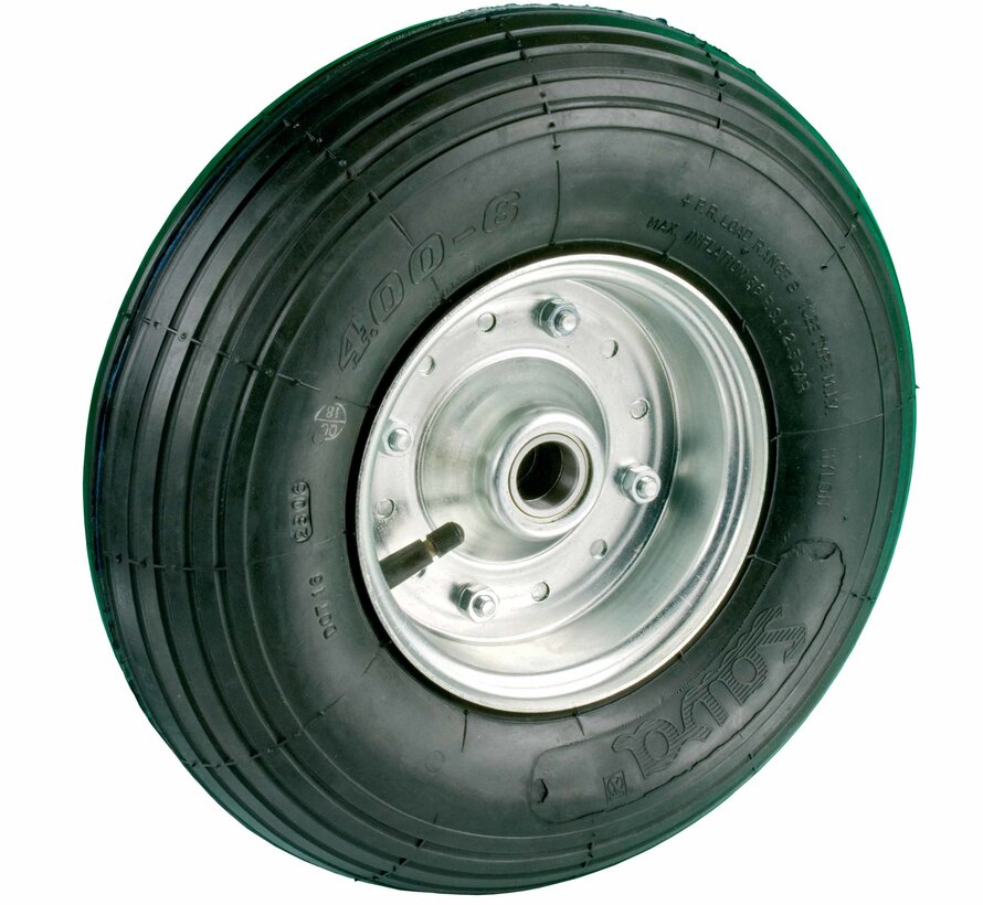 para suelos rugosos rueda + neumático negro  Ø350 x W100mm para 150kg Prod ID: 28226