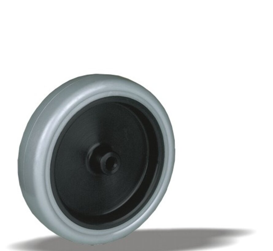 Furniture wheel 50 mm, TPE, plain bearing, axle hole 6 mm, 70 kg, Art. 2-830 C