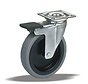 Roulette pivotante avec frein total 75 mm pour meubles, caoutchouc, palier lisse, platine 60x60 mm, 50 kg, Réf. 2-847 G1
