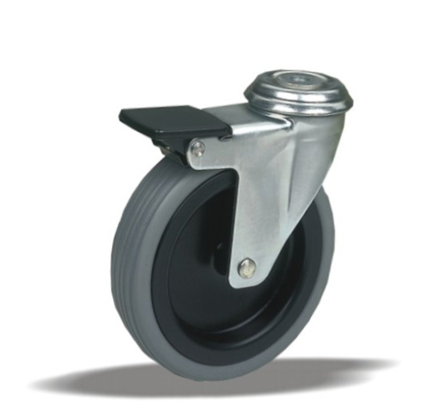 furniture Swivel castor with brake + rubber tyre Ø50 x W20mm for  40kg Prod ID: 39303