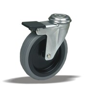 LIV SYSTEMS Roulette pivotante avec frein + pneu en caoutchouc Ø75 x W25mm pour 50kg