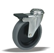 LIV SYSTEMS Roulette pivotante avec frein + pneu en caoutchouc Ø100 x W25mm pour 60kg