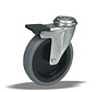 Furniture swivel castor with total brake 75 mm, TPE, plain bearing, bolt hole 10.5 mm, 75 kg, Art. 2-847 U1