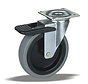 Swivel castor with brake +  rubber tread Ø100 x W25mm for 60kg Prod ID: 32314