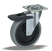 LIV SYSTEMS Ruota girevole con freno + profilo in polietilene Ø75 x W25mm per 75kg