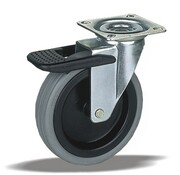 LIV SYSTEMS Roulette pivotante avec frein + bande de roulement en polyéthylène Ø100 x W25mm pour 80kg