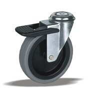 LIV SYSTEMS Roulette pivotante avec frein + pneu en caoutchouc Ø100 x W25mm pour 60kg