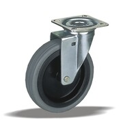 LIV SYSTEMS Furniture swivel castor 50 mm, rubber, plate 60x60 mm, 40 kg