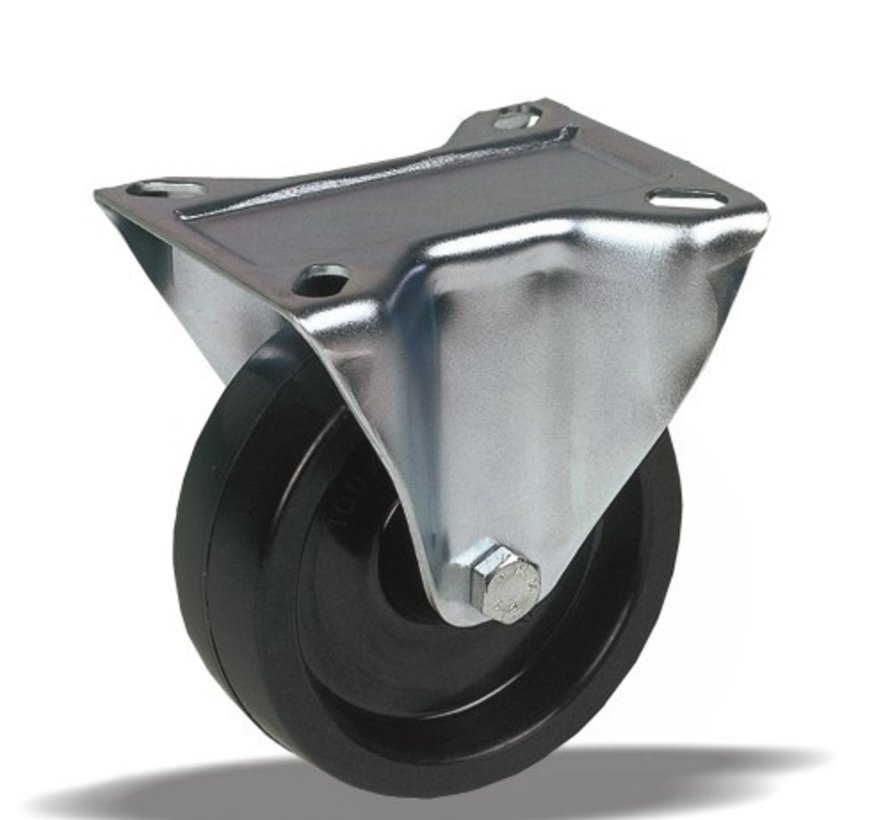 Fixed castor 100 mm, heat-resistant polyamide, ball bearing, plate 105x85 mm, 170 kg, Art. 2-428-20K