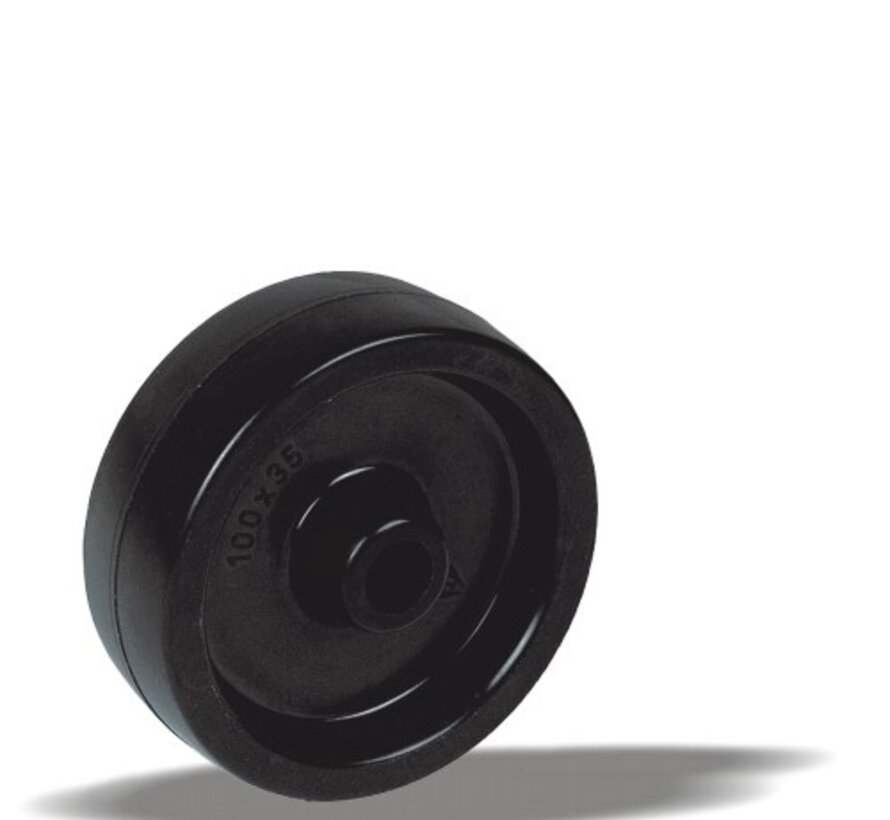 Wheel 125 mm, heat-resistant polyamide, plain bearing, axle hole 12 mm, 200 kg, Art. 2-762 ISO