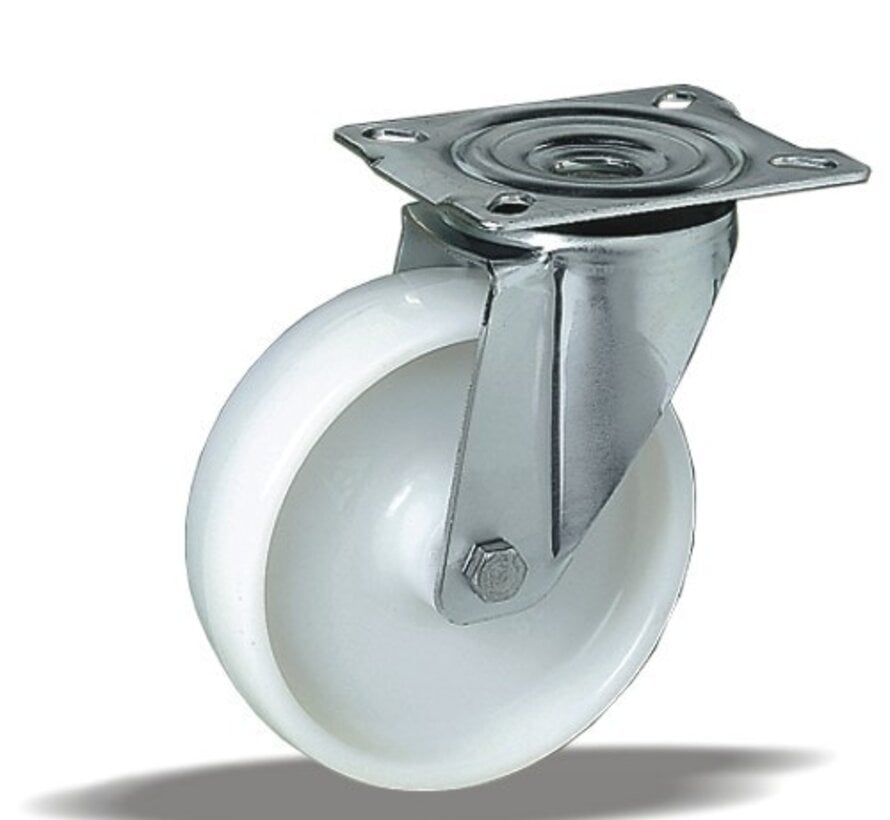 standard Swivel castor + solid polyamide wheel Ø125 x W38mm for  250kg Prod ID: 40843