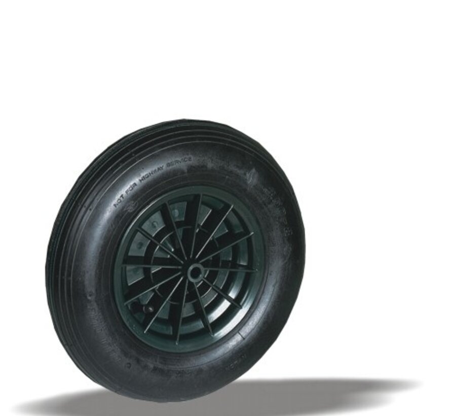 for rough floors wheel + black pneumatic  Ø400 x W100mm for  150kg Prod ID: 92006