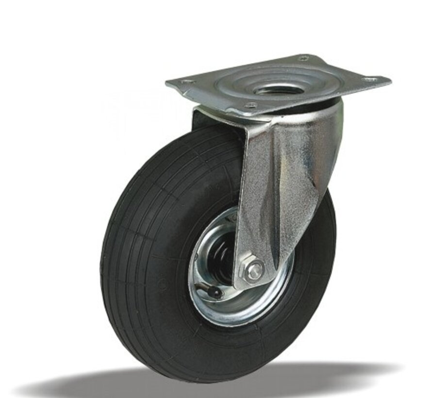 for rough floors Swivel castor + black pneumatic  Ø220 x W65mm for  200kg Prod ID: 31865