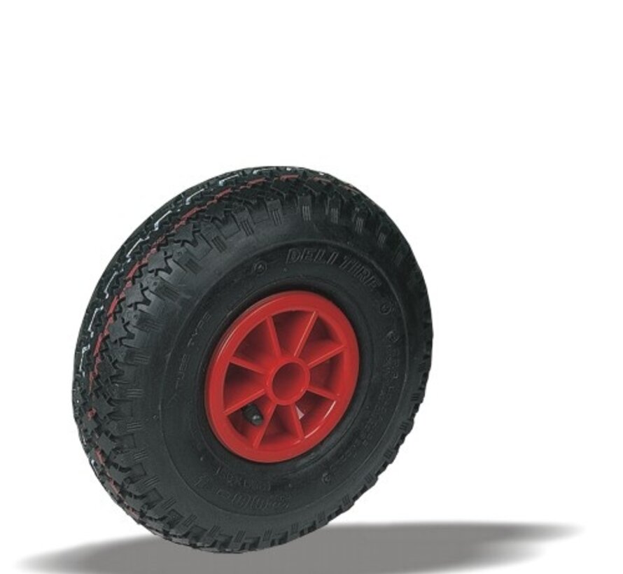 para suelos rugosos rueda + neumático negro  Ø260 x W85mm para 150kg Prod ID: 64102
