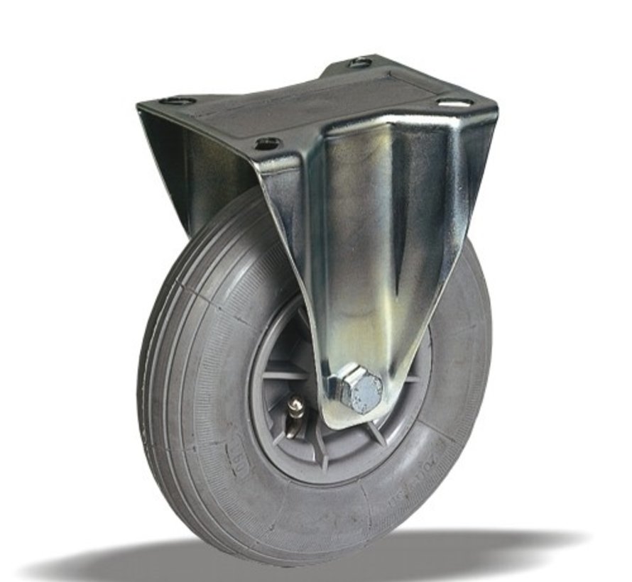 Roulette fixe 200 mm, pneumatique, palier lisse, platine 135x110 mm, 60 kg, Réf. 2-448 ISO
