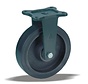 Fixed castor + injection-moulded polyurethane tread Ø160 x W50mm for 600kg Prod ID: 61000