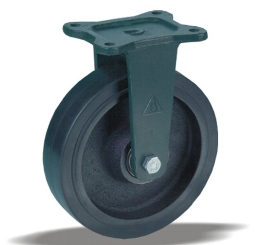 Fixed castor + injection-moulded polyurethane tread Ø160 x W50mm for 600kg Prod ID: 61000