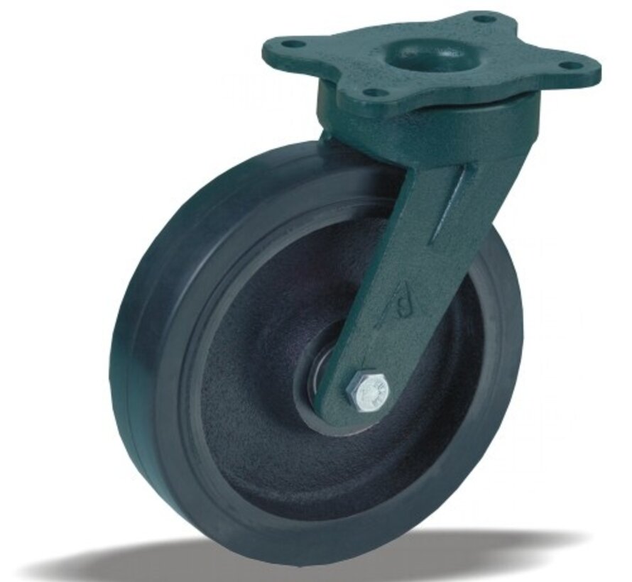 heavy duty Swivel castor + black rubber tyre Ø160 x W50mm for  400kg Prod ID: 55383