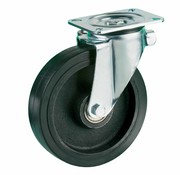 LIV SYSTEMS Heavy duty swivel castor 160 mm, black rubber, ball bearing, 500 kg