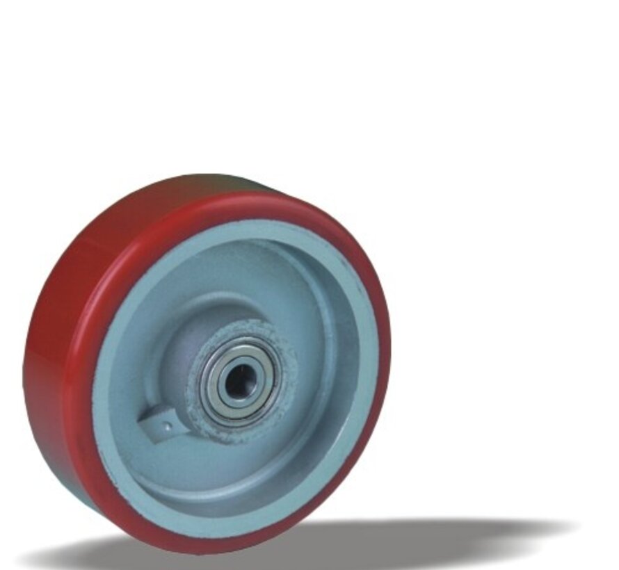 Wheel 125 mm, polyurethane, ball bearing, axle hole 12 mm, 300 kg, Art. 2-120-25K