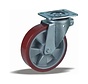 Swivel castor + injection-moulded polyurethane tread Ø160 x W50mm for 600kg Prod ID: 42403