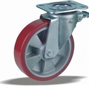 LIV SYSTEMS Swivel castor with brake + injection-moulded polyurethane tread Ø200 x W50mm for 600kg