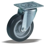 LIV SYSTEMS Ruota girevole 100 mm, gomma nera, piastra 105x85 mm, 170 kg