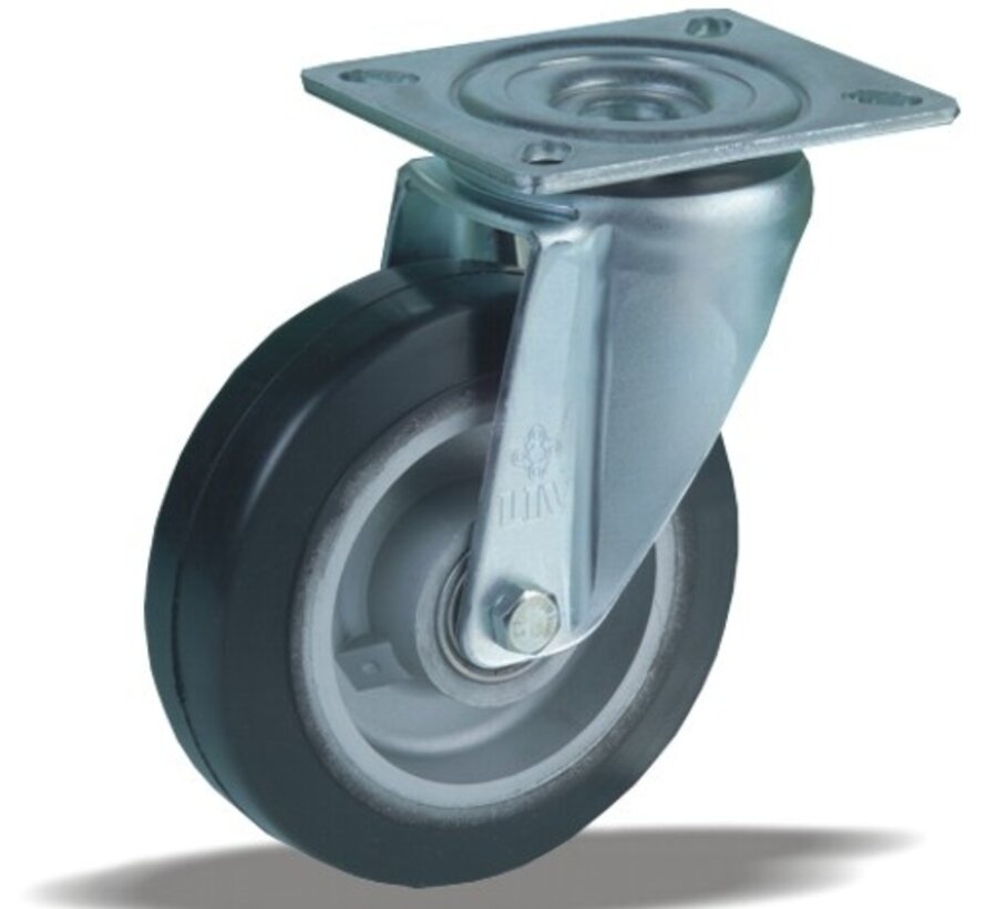 lourde charge roulette + pneu en caoutchouc noir Ø100 x W40mm pour 170kg Prod ID: 42535